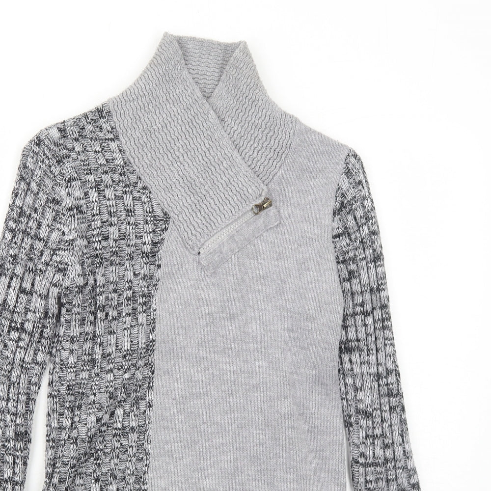 Rainbow Womens Grey High Neck Acrylic Pullover Jumper Size 8