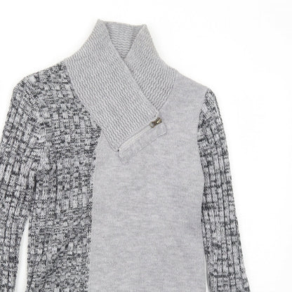 Rainbow Womens Grey High Neck Acrylic Pullover Jumper Size 8