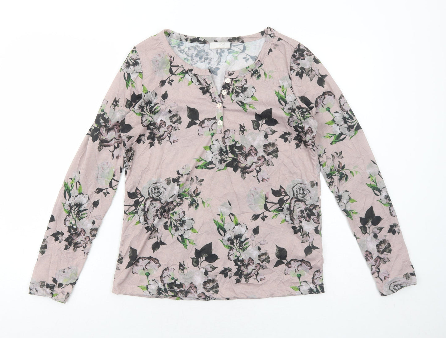 Cheer Womens Pink Geometric Polyester Basic Blouse Size 6 V-Neck