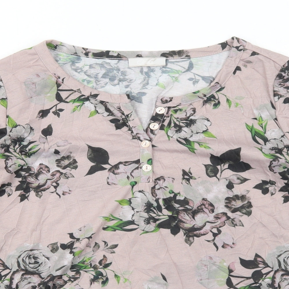Cheer Womens Pink Geometric Polyester Basic Blouse Size 6 V-Neck