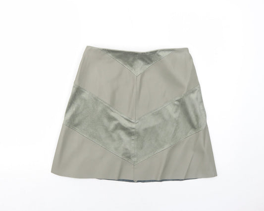 Zara Womens Green Polyester Mini Skirt Size S Zip