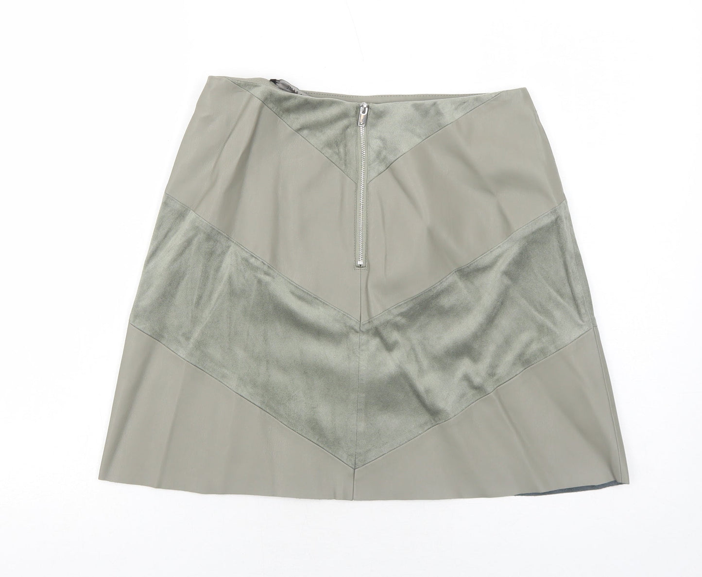 Zara Womens Green Polyester Mini Skirt Size S Zip
