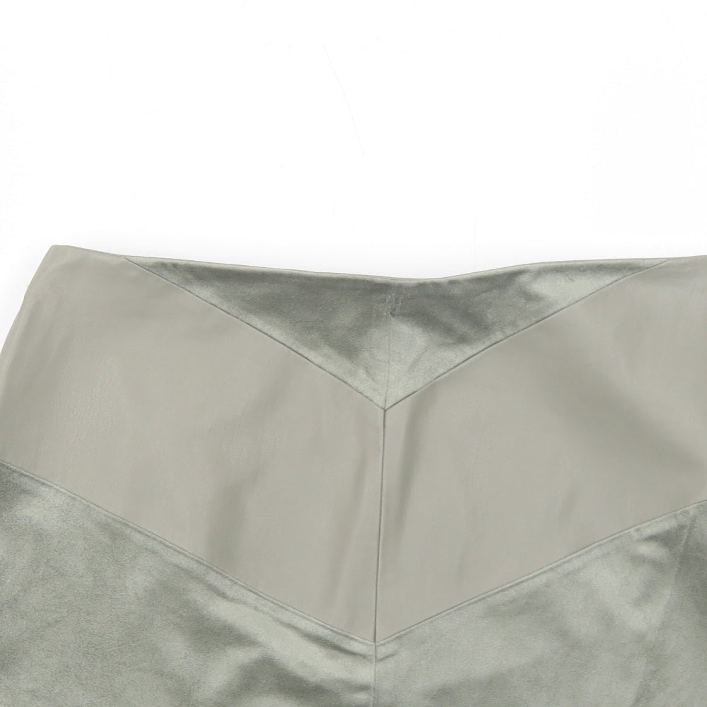 Zara Womens Green Polyester Mini Skirt Size S Zip