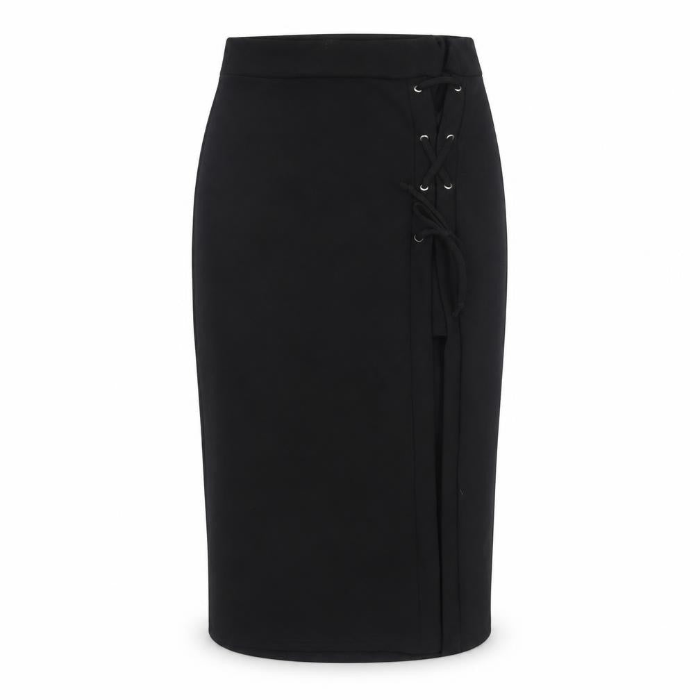 IX London Womens Black Polyester Straight & Pencil Skirt Size 10 - Lace Up Detail