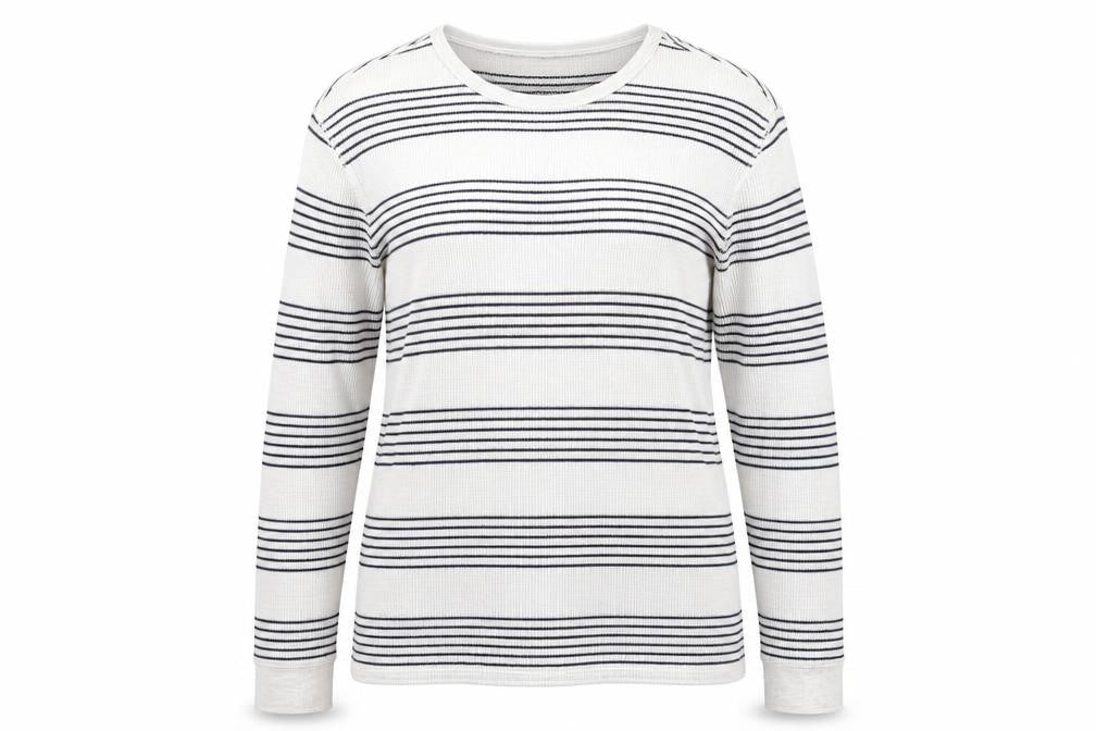 Gap Womens Grey Round Neck Striped Cotton Pullover Jumper Size L