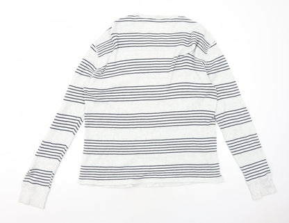 Gap Womens Grey Round Neck Striped Cotton Pullover Jumper Size L