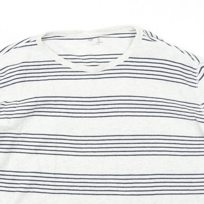 Gap Womens Grey Round Neck Striped Cotton Pullover Jumper Size L