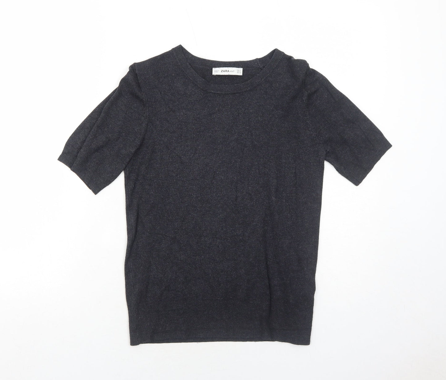 Zara Womens Grey Round Neck Acrylic Pullover Jumper Size M