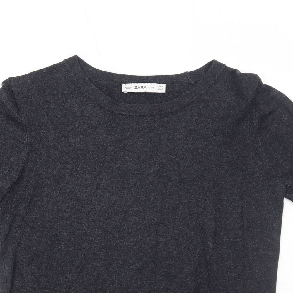Zara Womens Grey Round Neck Acrylic Pullover Jumper Size M