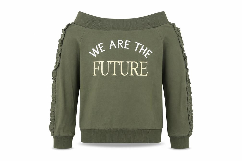 Select Girls Green Cotton Pullover Sweatshirt Size 12-13 Years Pullover - We Are The Future