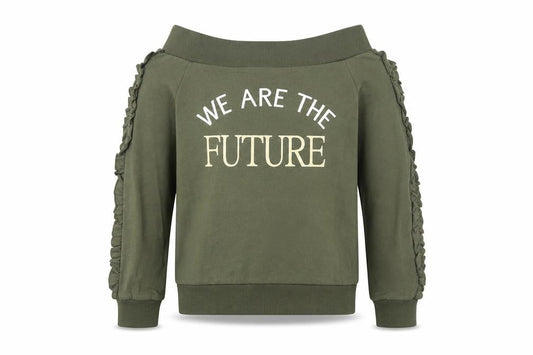 Select Girls Green Cotton Pullover Sweatshirt Size 12-13 Years Pullover - We Are The Future