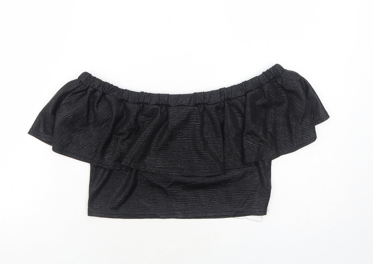 Lipsy Womens Black Polyester Cropped Tank Size 10 Off the Shoulder