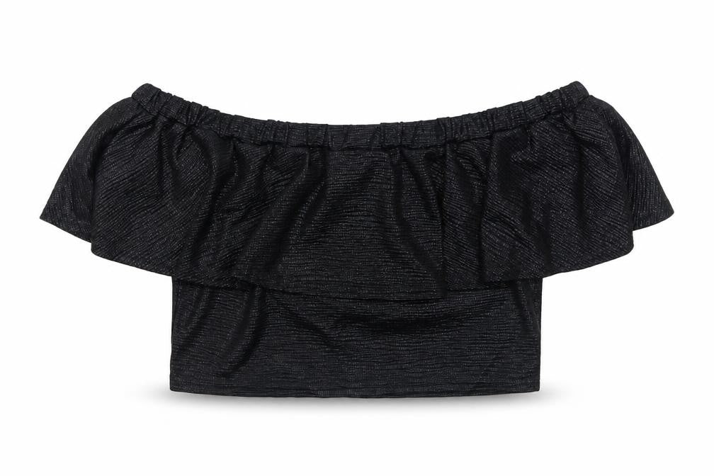 Lipsy Womens Black Polyester Cropped Tank Size 10 Off the Shoulder