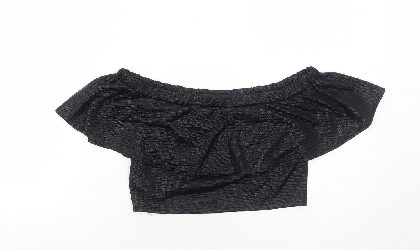 Lipsy Womens Black Polyester Cropped Tank Size 10 Off the Shoulder