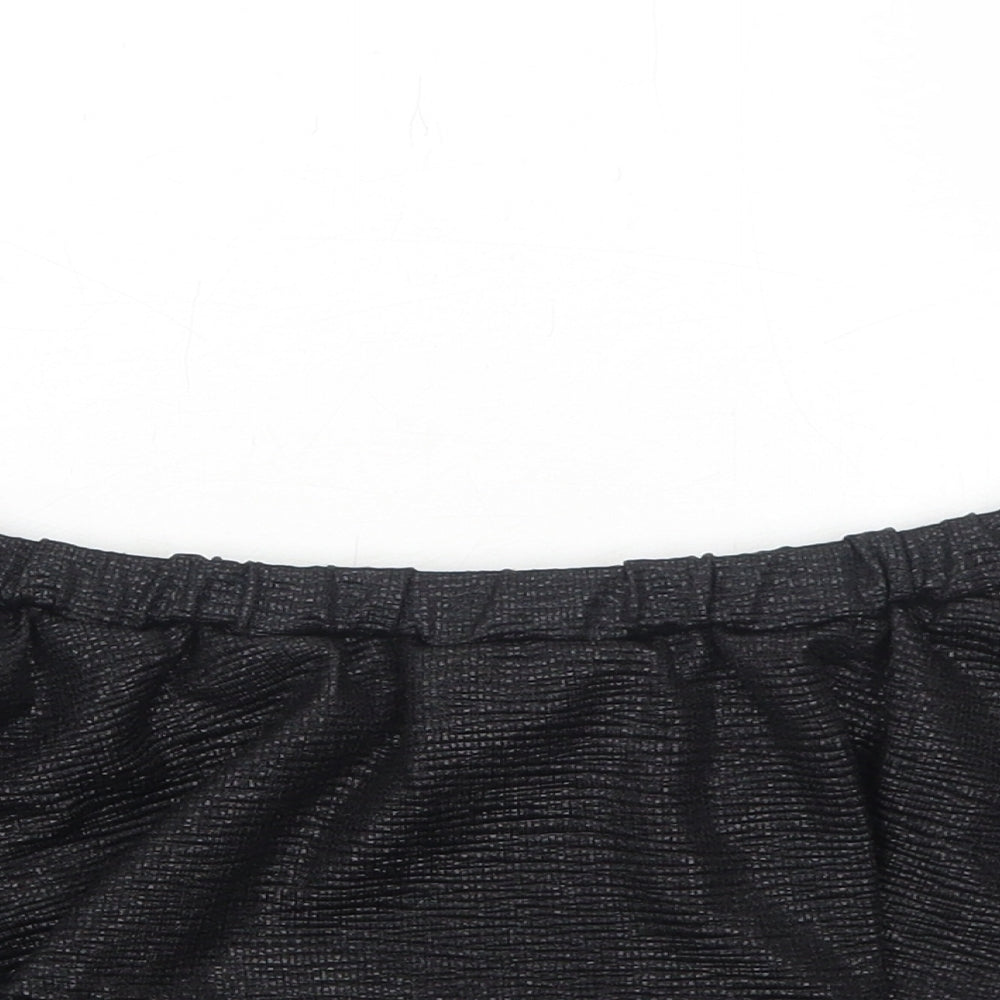 Lipsy Womens Black Polyester Cropped Tank Size 10 Off the Shoulder