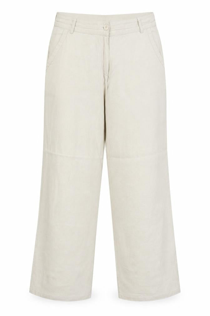 Enza Womens Beige Linen Trousers Size XL Regular Zip
