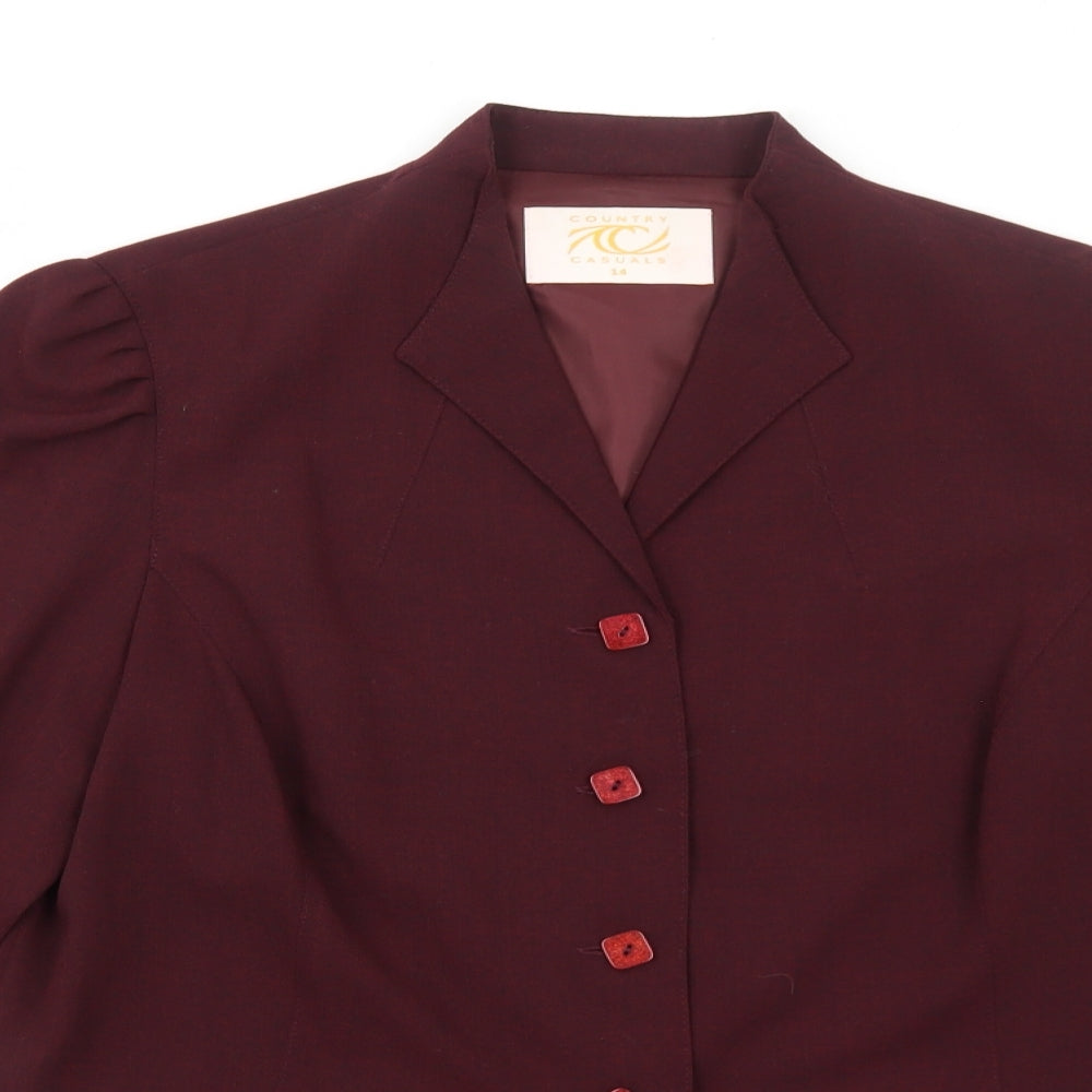 Country Casuals Womens Red Jacket Blazer Size 14 Button