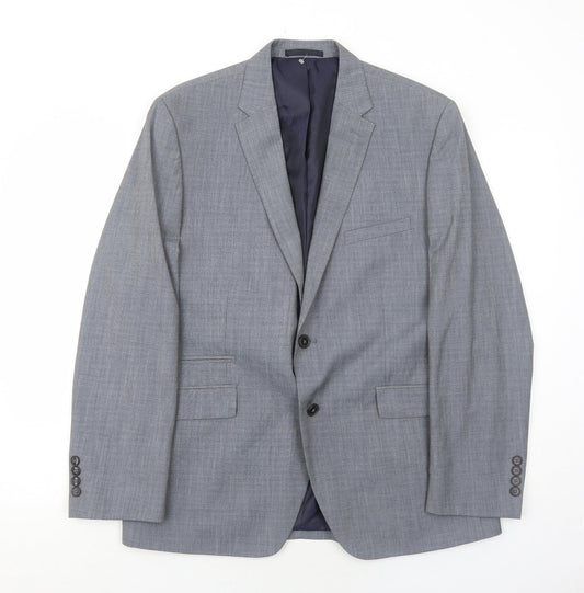 Burton Mens Grey Geometric Polyester Jacket Suit Jacket Size 40 Regular