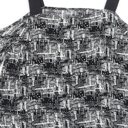 Sparkle & Fade Womens Black Geometric Viscose Basic Blouse Size M Square Neck - Cold Shoulder
