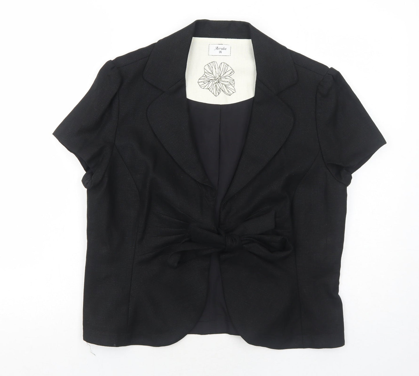 Arruba Womens Black Jacket Blazer Size 14 Tie