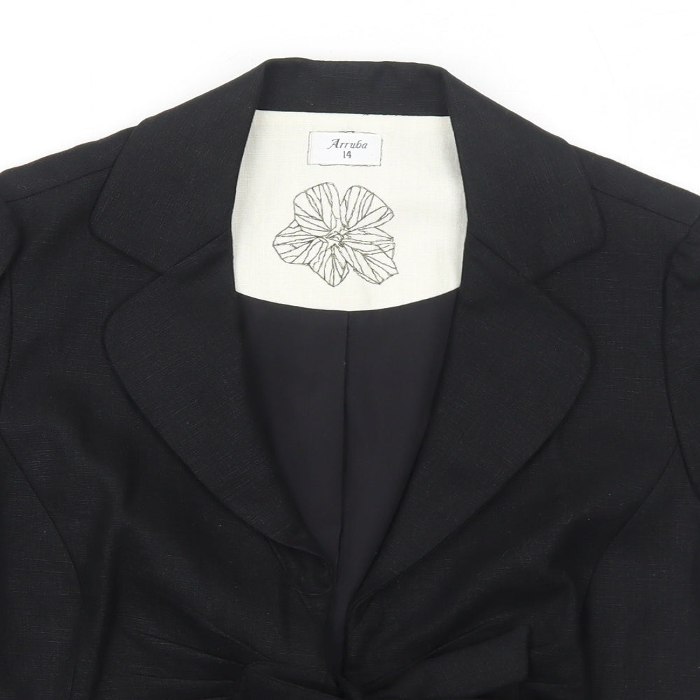Arruba Womens Black Jacket Blazer Size 14 Tie