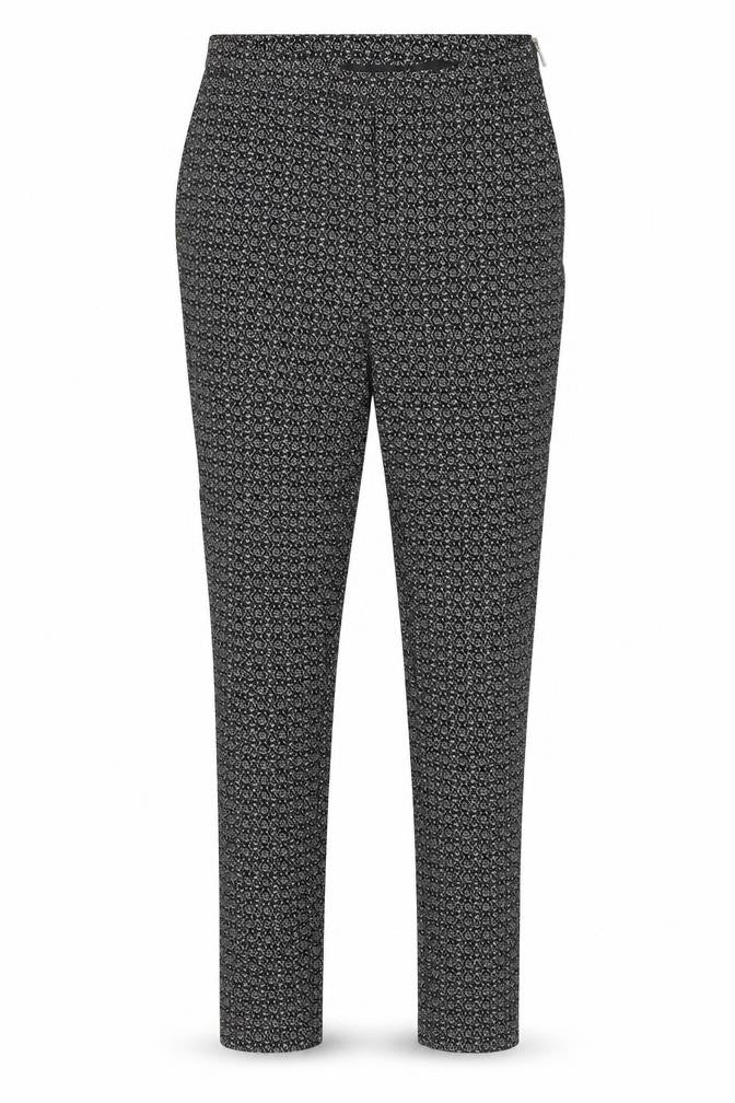 New Look Womens Black Geometric Viscose Trousers Size 8 Regular Zip