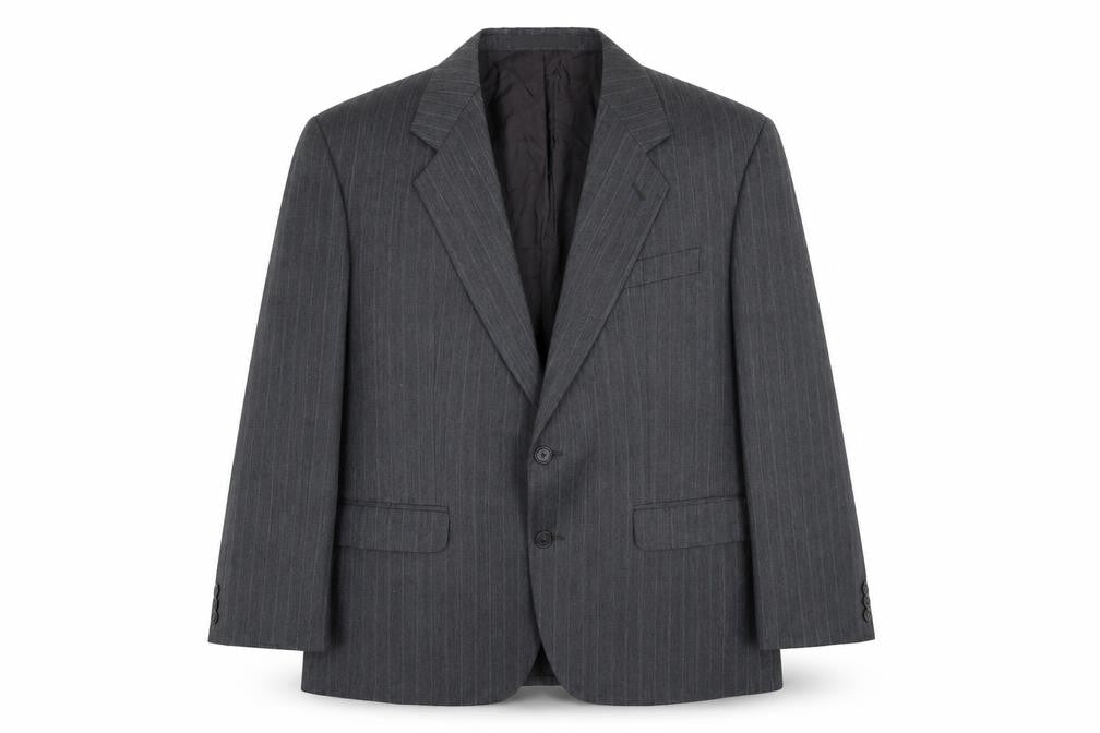 Marks & Spencer Mens Grey Striped Polyester Jacket Suit Jacket Size 42 Regular