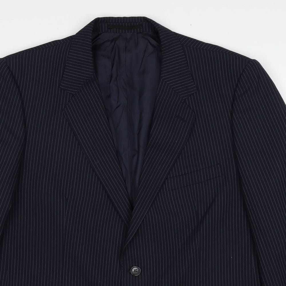 Varteks Mens Blue Striped Polyester Jacket Suit Jacket Size 44 Regular
