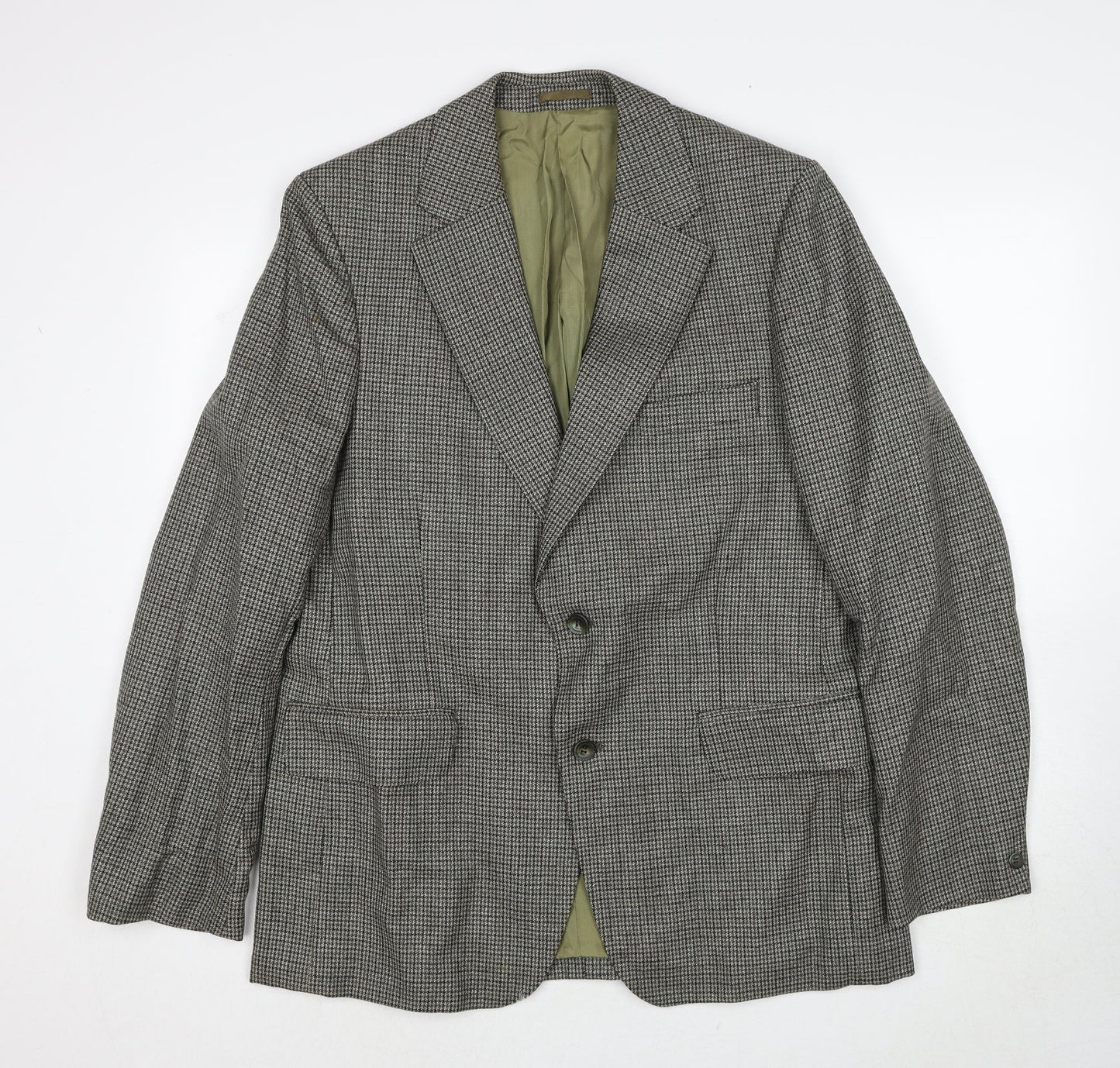 Carl Stuart Mens Beige Geometric Wool Jacket Suit Jacket Size 42 Regular