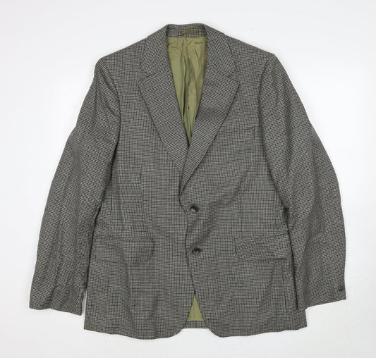Carl Stuart Mens Beige Geometric Wool Jacket Suit Jacket Size 42 Regular