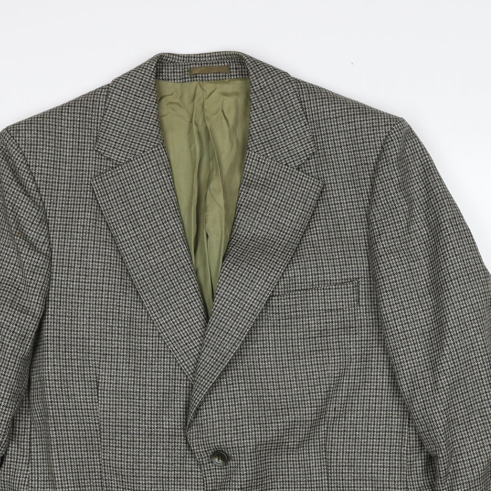 Carl Stuart Mens Beige Geometric Wool Jacket Suit Jacket Size 42 Regular