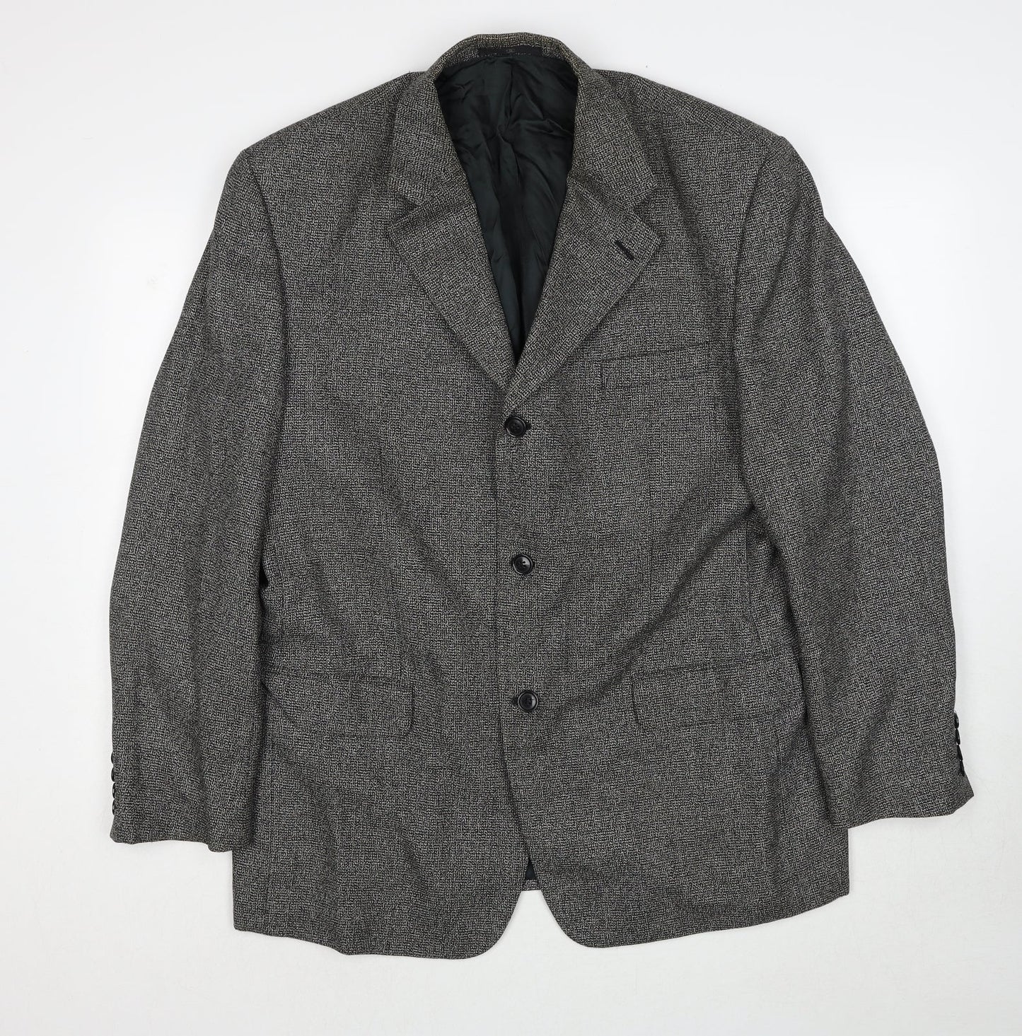 Ciro Citterio Mens Grey Geometric Polyester Jacket Suit Jacket Size 44 Regular