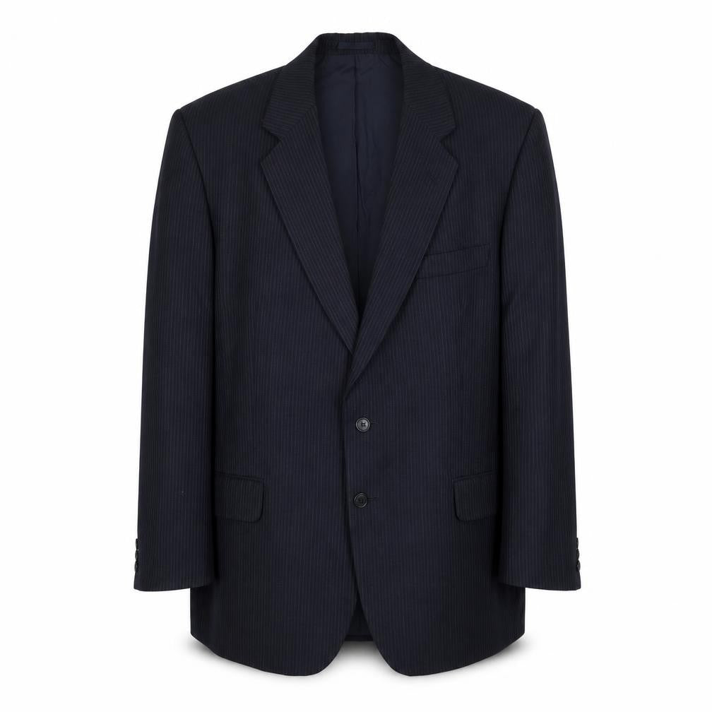 Marks & Spencer Mens Black Striped Polyester Jacket Suit Jacket Size 42 Regular