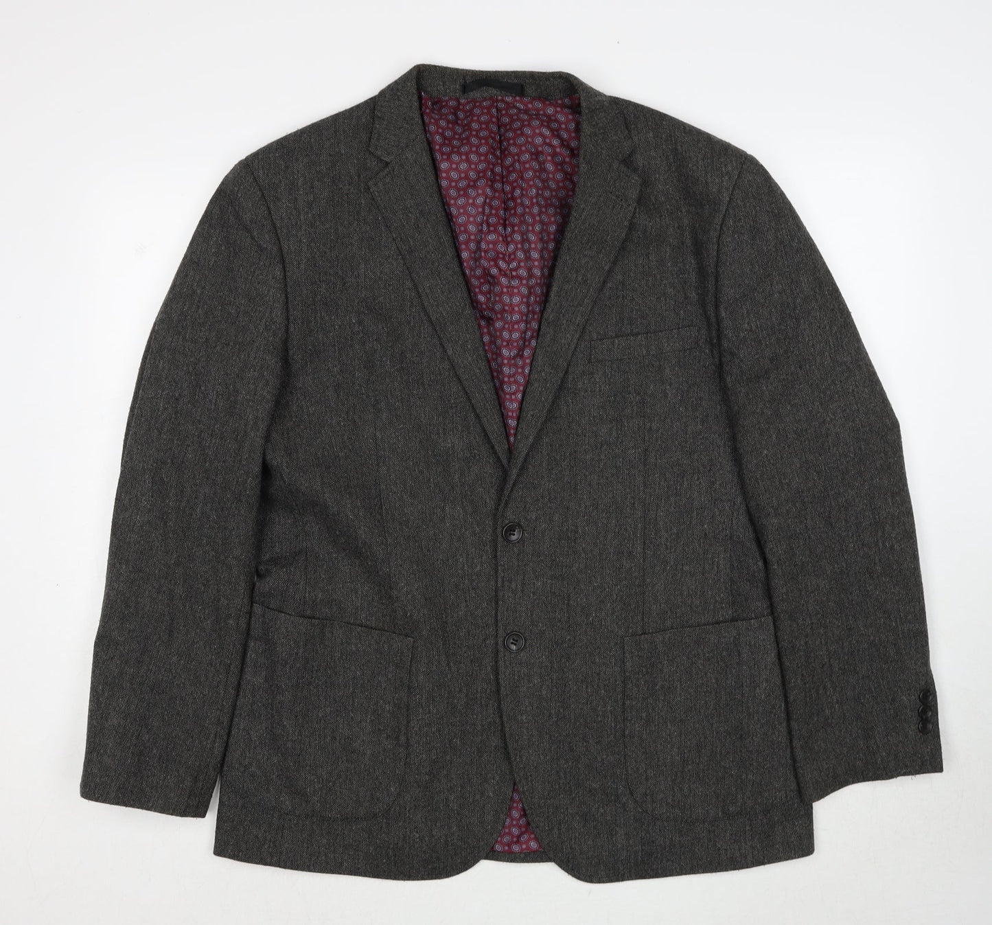 Boston Crew Mens Grey Polyester Jacket Suit Jacket Size L Regular