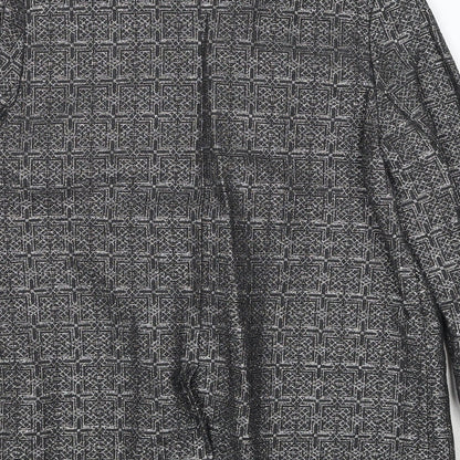 SOFT GREY Womens Silver Geometric Jacket Blazer Size 10 Button