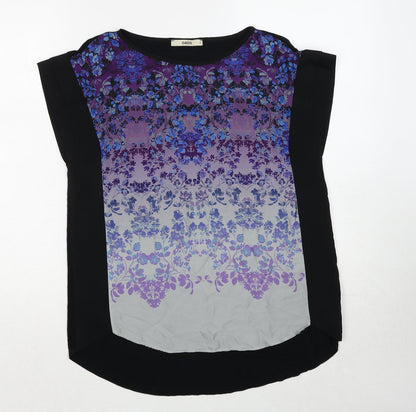 Oasis Womens Multicoloured Geometric Viscose Basic Blouse Size S Round Neck