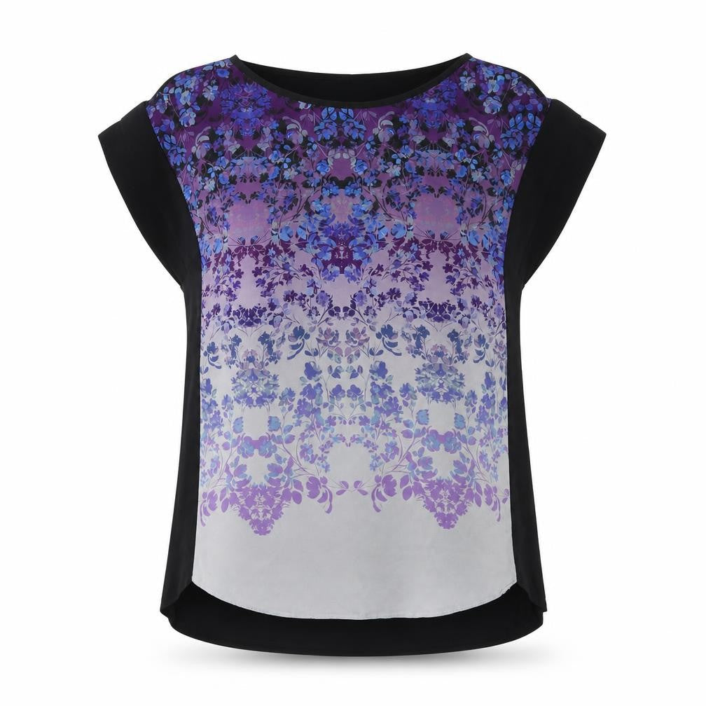 Oasis Womens Multicoloured Geometric Viscose Basic Blouse Size S Round Neck