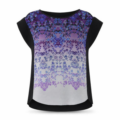 Oasis Womens Multicoloured Geometric Viscose Basic Blouse Size S Round Neck
