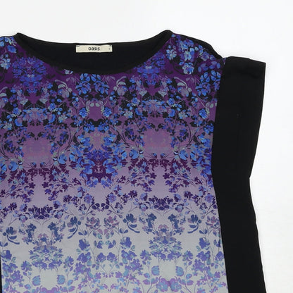 Oasis Womens Multicoloured Geometric Viscose Basic Blouse Size S Round Neck