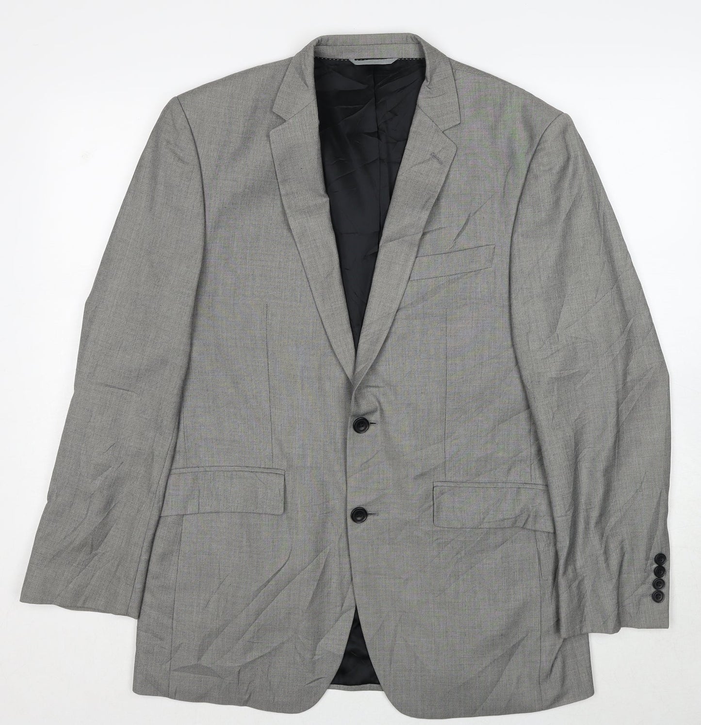 Burton Mens Grey Geometric Polyester Jacket Suit Jacket Size 40 Regular