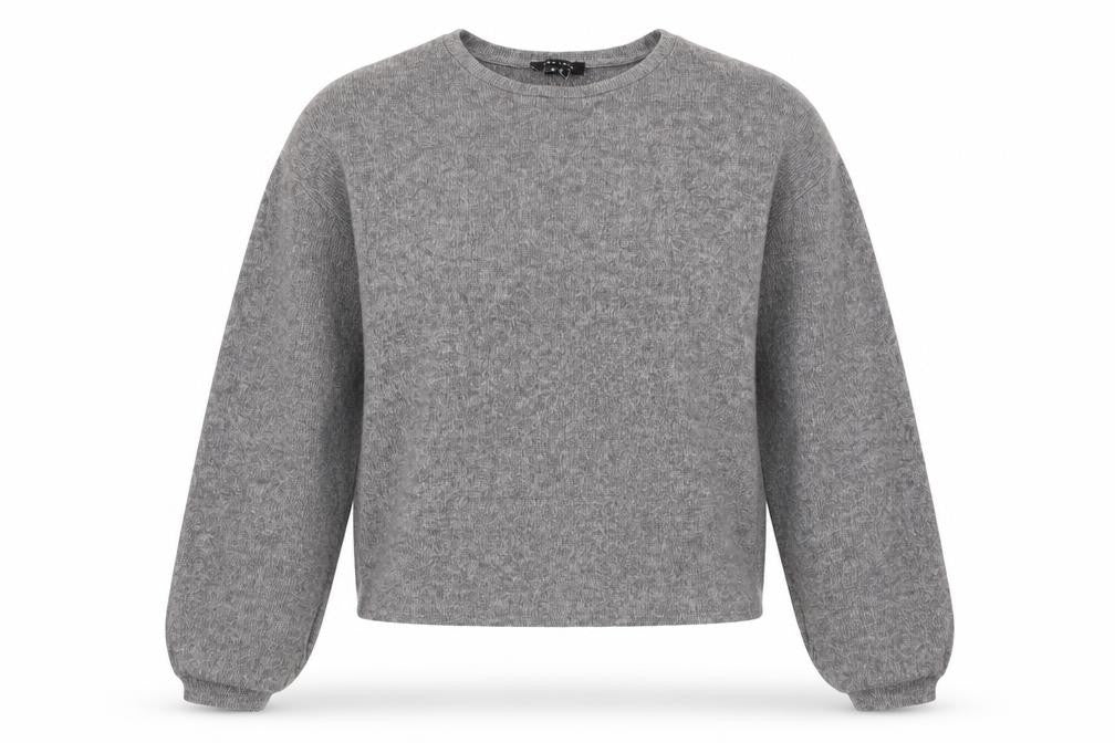 New Look Womens Grey Round Neck Geometric Polyester Pullover Jumper Size S