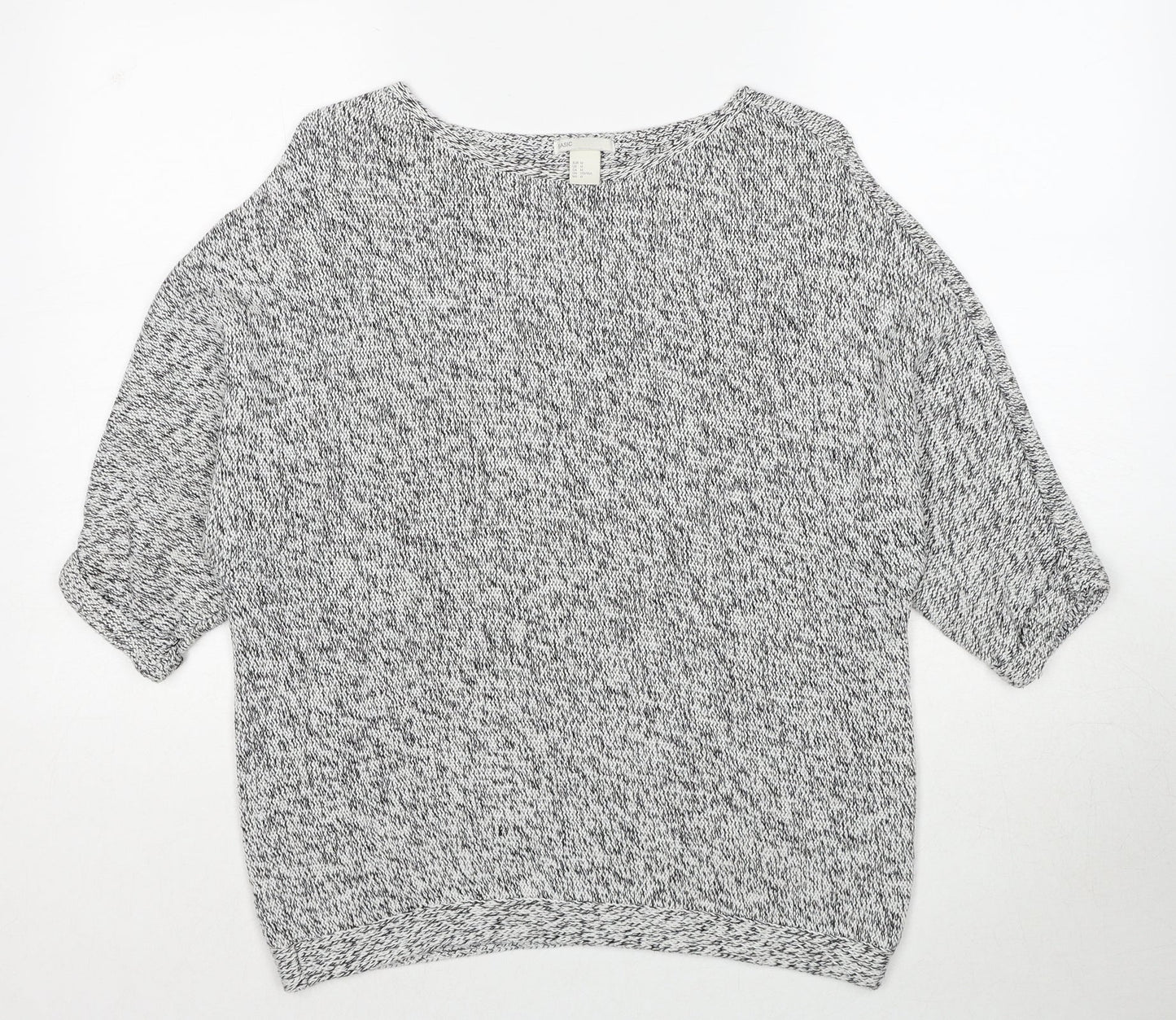 H&M Womens Grey Round Neck Geometric Acrylic Pullover Jumper Size M