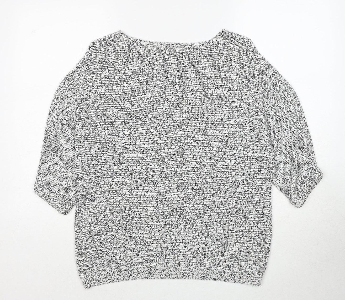 H&M Womens Grey Round Neck Geometric Acrylic Pullover Jumper Size M