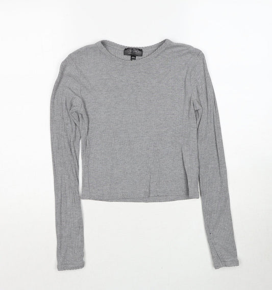 Topshop Womens Grey Round Neck Cotton Pullover Jumper Size 8