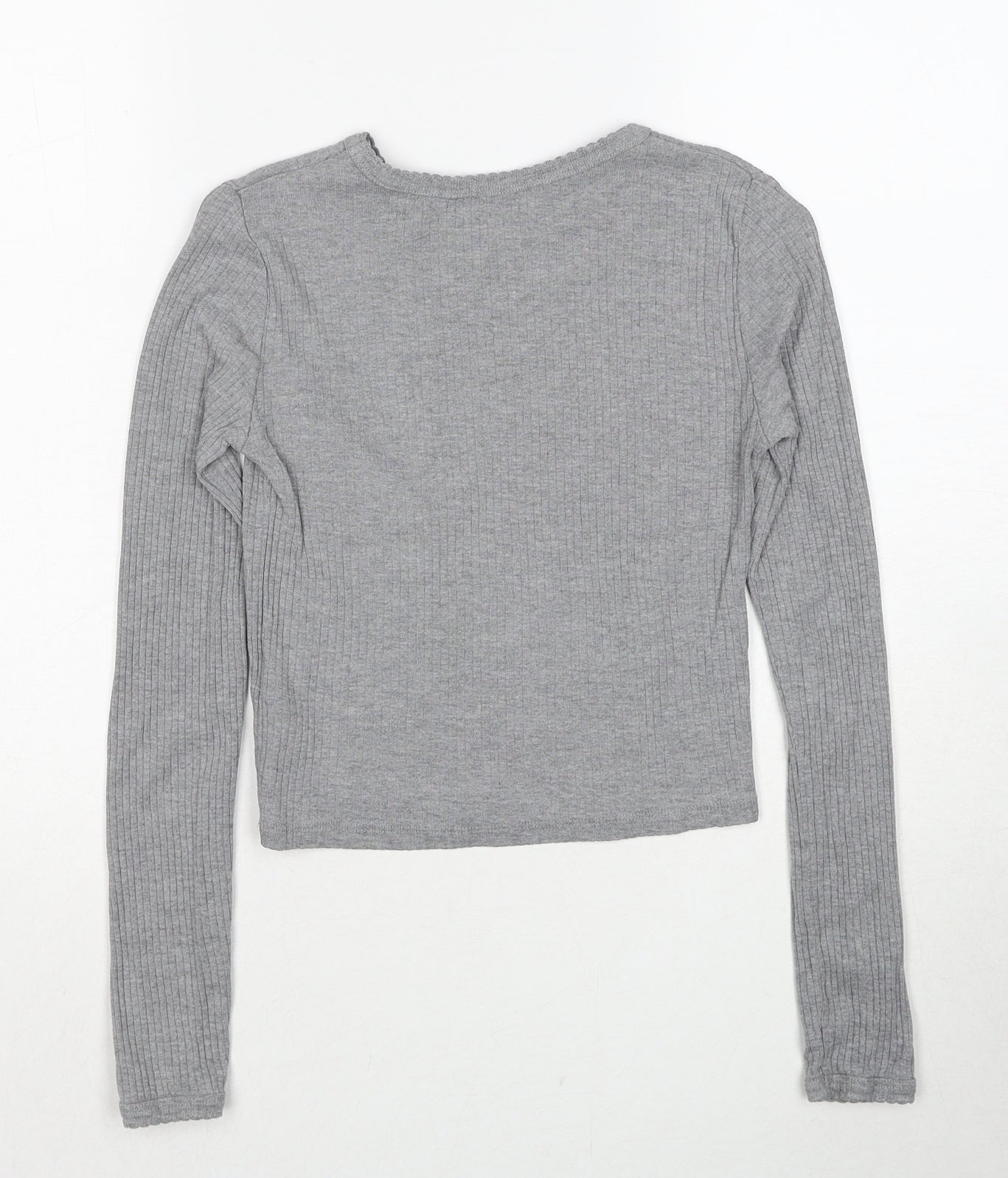 Topshop Womens Grey Round Neck Cotton Pullover Jumper Size 8
