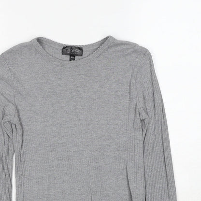 Topshop Womens Grey Round Neck Cotton Pullover Jumper Size 8