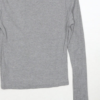 Topshop Womens Grey Round Neck Cotton Pullover Jumper Size 8