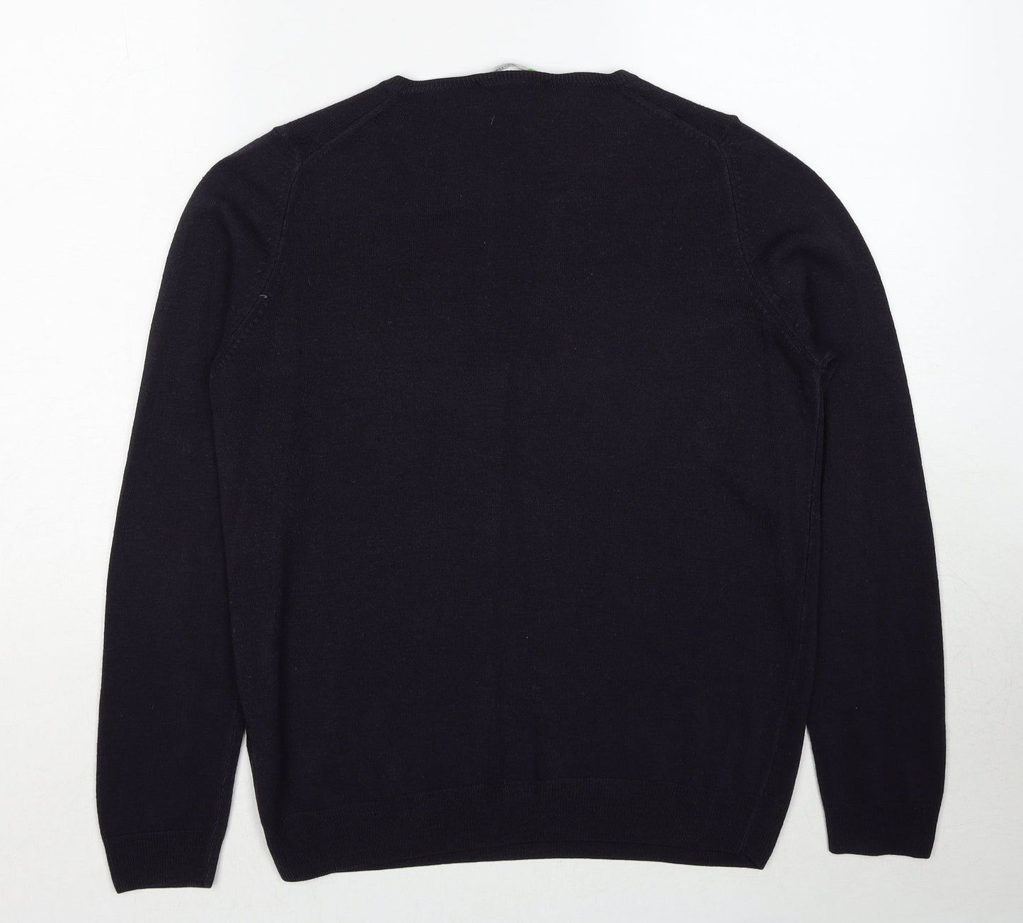 Marks and Spencer Womens Blue V-Neck Acrylic Pullover Jumper Size 14