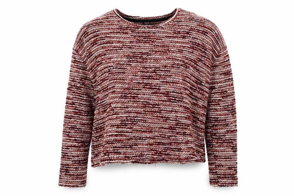 New Look Womens Red Round Neck Geometric Cotton Pullover Jumper Size L