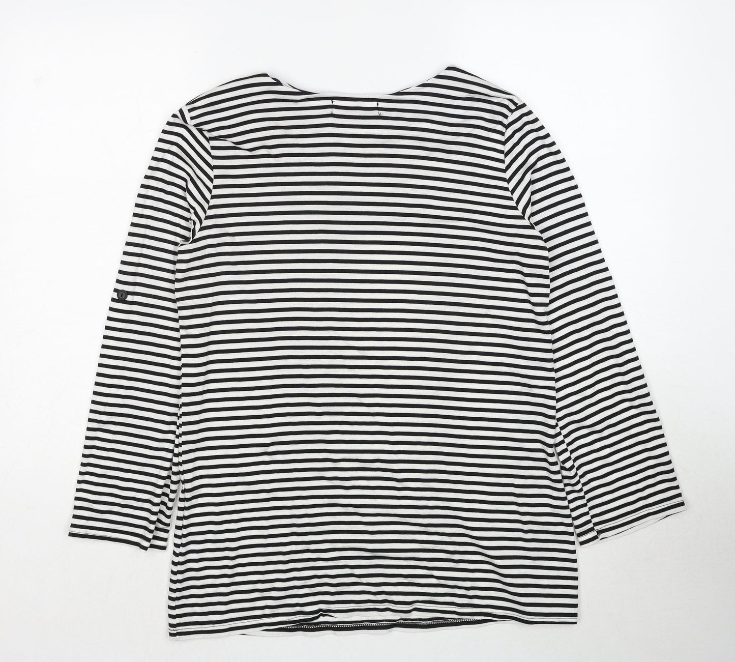 Fabrizio Womens Black Round Neck Striped Viscose Pullover Jumper Size S - Size S/M